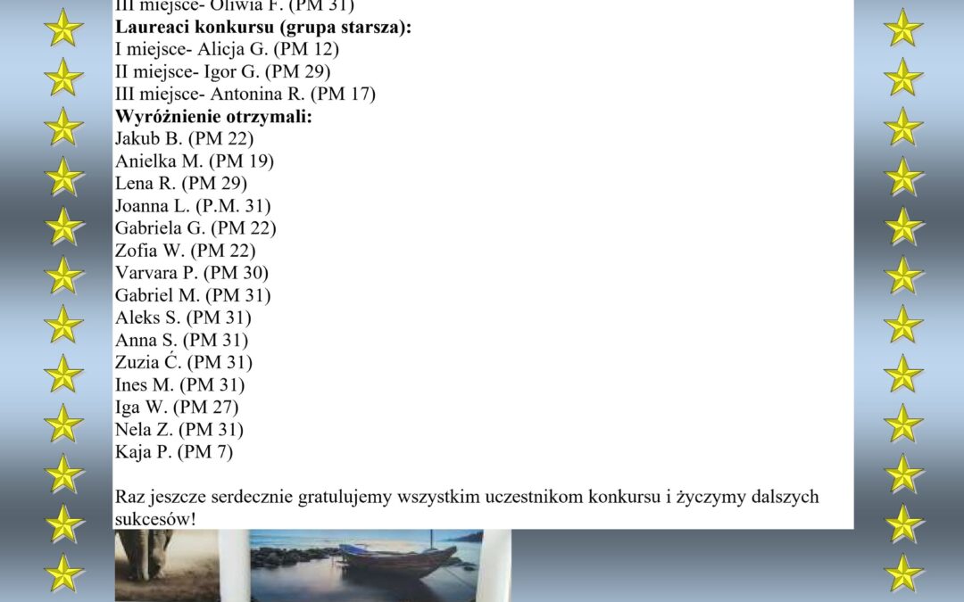 Rozstrzygnięcie międzyprzedszkolnego konkursu plastycznego pt. : ,,Ulubiona postać bajkowa”.