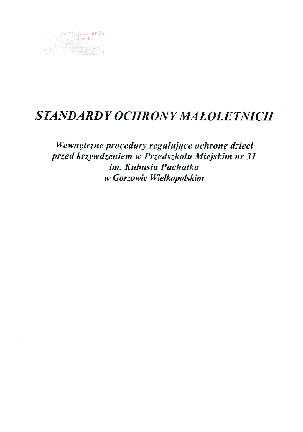 Standardy ochrony małoletnich
