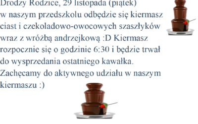 Andrzejkowy kiermasz ciast i  czekoladowo-owocowych szaszłyków